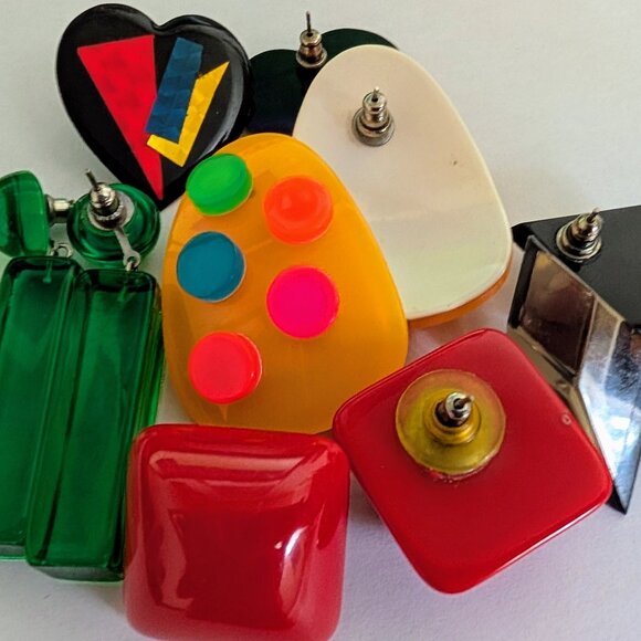 Early 80s Fun Vintage Pierced Earrings - Lot of 5 - Picture 1 of 6